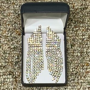 Vintage Long, Rhinestone Dangling Earrings